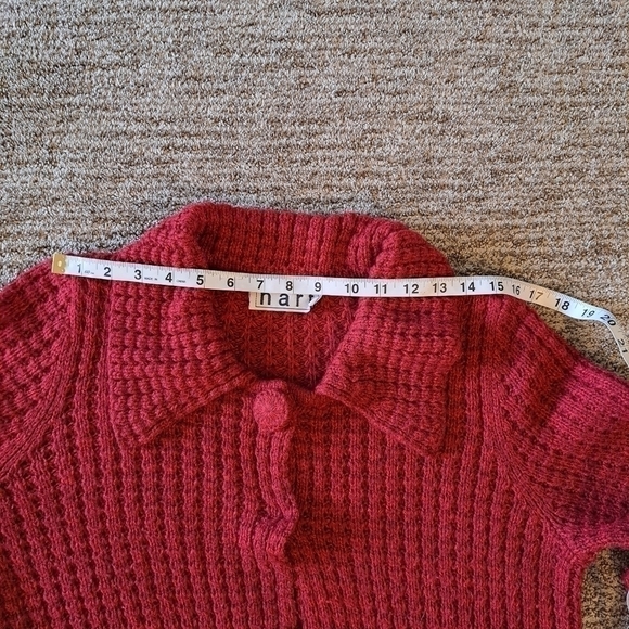 Kerren Hart Size Medium 2 Button Maroon Color 3/4 sleeve Women's Sweater - Picture 10 of 13